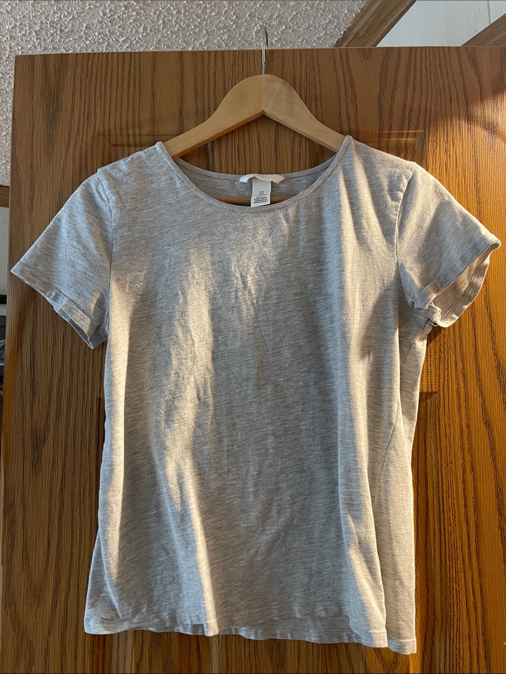 H&M Women's Short Sleeve Crewneck Tee - Light Heather Gray